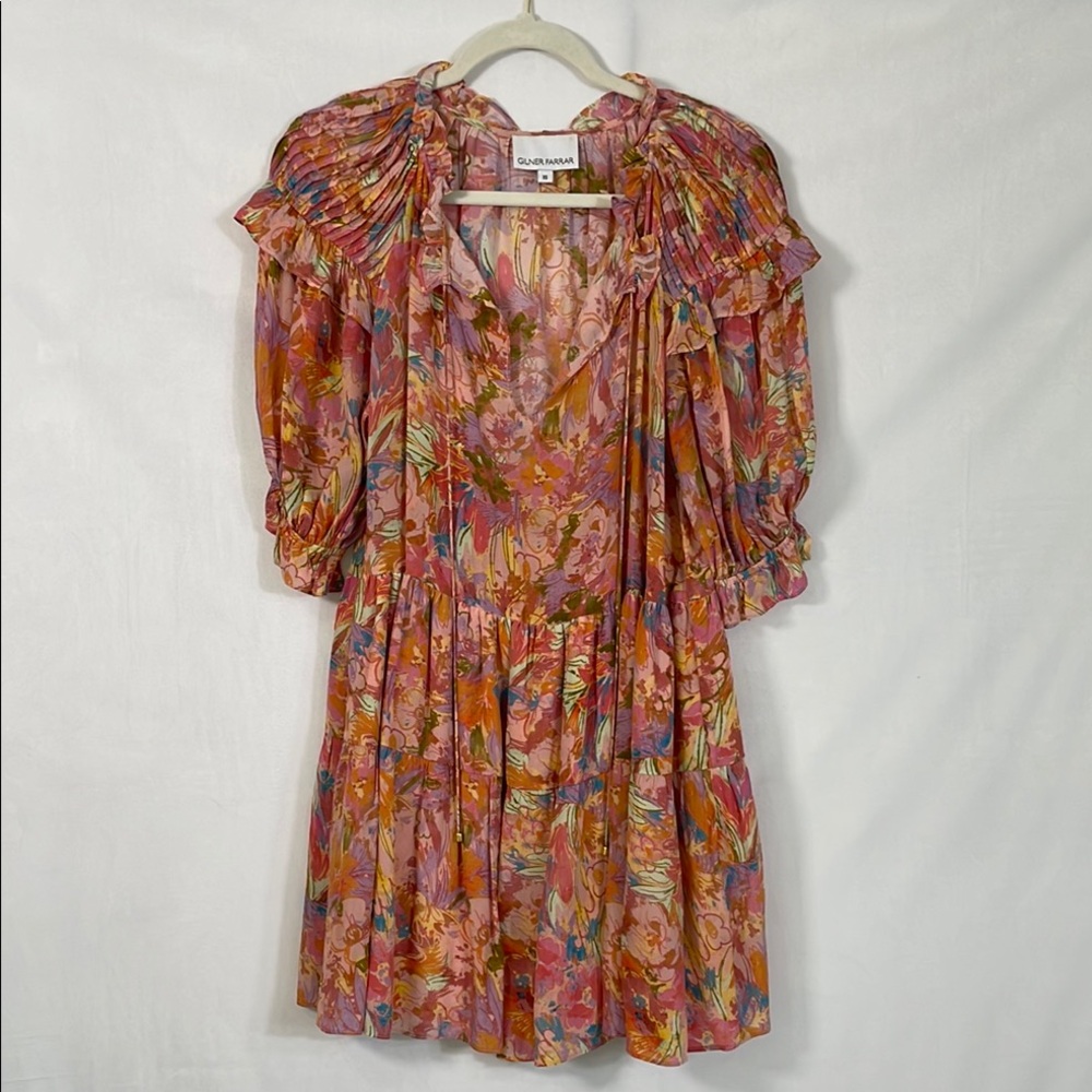 Gilner Farrar Mini Dress Size XS Boho Floral Tiered Dress EUC